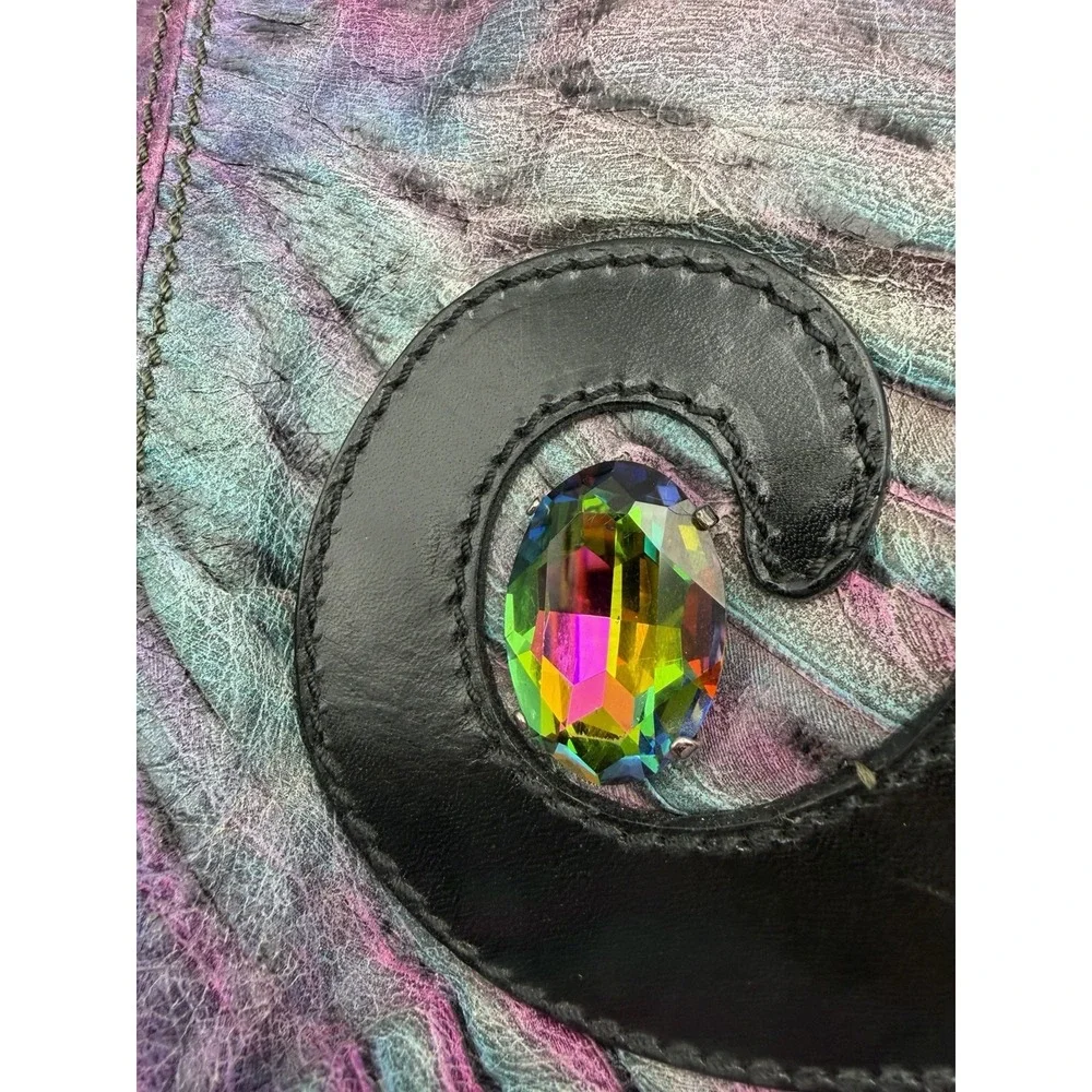 Fendi Iridescent Mermaid Leather Hobo Bag Crystal Rare Made Italy